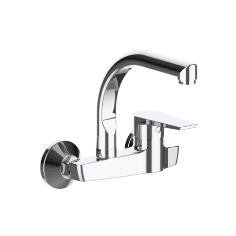 Rosa Chrome Square Wall Mounted Kitchen Sink Mixer Faucet 6121 - Stylish & Durable