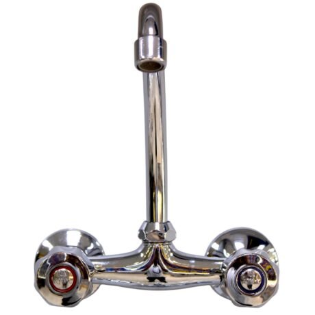 AJWA Bravo Wall Sink Mixer Faucet with Dual Handles, Chrome Finish, Wall Mounted Kitchen & Wash Basin Tap
